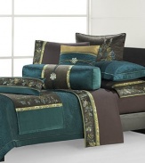 One of the world's most sacred and most beautiful places, Tibet's magnificent 17th-century mountaintop palace inspired this opulent yet serene collection.Velvet with embroidered ribbon trimRemovable cover20 X 2071% cotton/27% rayon/2% spandex95% feather/5% down fillSpot cleanImported