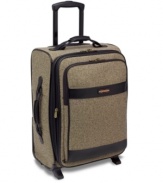 Sophistication and distinction packed right in. At the intersection of quality and style, this full-featured spinner compartmentalizes your life with an included laundry bag, TSA-approved clear zip pouch and garment sleeve to keep clothes wrinkle-free and your trip in order. Lifetime warranty.