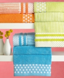 Dots, stripes and solids--oh my! Add a burst of color to your day with these funky bath towels in playful citrusy shades. Dots, stripes and solids--oh my! Add a burst of color to your day with these funky bath towels in playful citrusy shades.