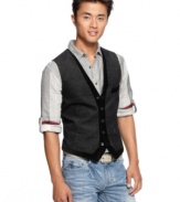 This handsome vest by INC International Concepts adds a sophisticated touch to your fall wardrobe.