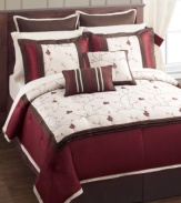 A fresh take on traditional style, the Chester comforter set boasts beautiful vine-and-leaf embroidery in a palette that's perfect for today's rooms. Delicate pleat detailing and border accents frame this comprehensive set with distinction. Also includes coordinating window treatments for a put-together appeal. (Clearance)