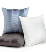 Rows of detailed pleating give this Hotel Collection decorative pillow a decidedly modern appeal. Featuring pure Pima cotton; zipper closure.