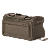 Make light of any travel situation with this lighter-than-ever duffel from Delsey. Featuring a fully integrated frame made from lightweight memory graphite -- the same material used in golf clubs and tennis rackets -- this extra spacious bag makes it easy to bring your belongings anywhere. Limited lifetime warranty. Qualifies for Rebate