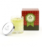 Agraria's Crystal Cane Candles are presented in an exquisite package that makes a grand impression. These beautifully luminous, fragrant, and clean burning candles are a special blend of vegetable-based premium soft waxes. An exhilarating fragrance filled with Lime & Orange Blossoms, and surrounded by the beauty of Night-Blooming Sampaguita, Honeysuckle, and Jasmine. Amber Woods, Smoky Patchouli and Oak Moss add depth to a velvety smooth background. Burn time is approximately 20-25 hours.