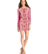 With bright colors and a scarf print, this BCBGMAXAZRIA dress is perfect for a boho-chic look!