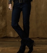 Tailored for a slim fit in dark blue denim, Denim & Supply Ralph Lauren's versatile low-rise jean lays a stylish foundation for any day or night ensemble.
