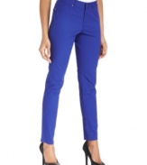 T Tahari's skinny jeans give your wardrobe a boost with a bright colored wash.
