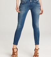 A subtly cropped silhouette makes these artfully faded Hudson skinny jeans the perfect pair for balmy-season style.
