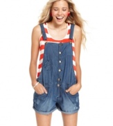 Summery denim meets utilitarian design on a jumper from Tinseltown that puts your playful sense of style to work!