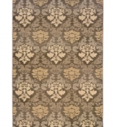 Like a prized found objet d'art, the Milano area rug features a distressed representation of ancient damask designs reinvented in rich, earthy colors. Woven of durable, long nylon fibers that also offer a soft, luxurious hand.