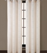 A subtle grid pattern gives way to sophisticated elegance with the Clinton window panel from Victoria Classics. Featuring a modern metal grommet header, this design presents a clean, transitional look fit for city apartments and contemporary homes alike.