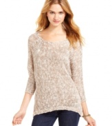 Dolled Up spruces up the trusty, marled-knit sweater with a glaze of tonal sequins! We can't wait to pair the pullover with skinny jeans for a wintery look that sparkles.