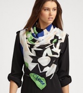 A satin chiffon style with a bright, graphic floral print. SilkAbout 51 X 51Dry cleanImported 