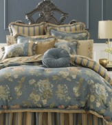 This J Queen Savannah decorative pillow with pleated accents adds an extra elegant dimension to your bedspread.