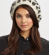 A chic, metallic leopard print accents this beret style knitted in a viscose and mohair blend.60% viscose/20% mohair/15% metallic/5% other fibersOne size fits mostHand washMade in USA