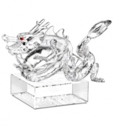 Celebrate 2012 – the Year of the Dragon – with this exquisite Swarovski crystal figurine, featuring a luminous, serpentine body and piercing red eyes. A symbolic gift for family and friends, on a base engraved with both English and Chinese seal script.