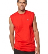 Heading to the gym? Keep your cool while you kick it up a notch and throw on this sleeveless jersey crew neck from Champion.