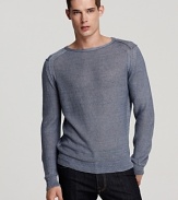 Lightweight linen drapes comfortably against the skin in this hip and relaxed sweater from BOSS Orange.