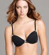 A pretty polka dot mesh bra with a plunging neckline from Betsey Johnson. Style #723311