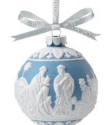 Beautifully crafted in traditional Wedgewood style, this ornament expresses a classic nativity scene in delicate blue and white porcelain.