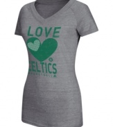 Real Boston Celtics fans wear their heart on this tee by adidas.