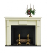 Put the caroling Byers' Choice figurines in their element, gathered together in song around this elegant fireplace. With holiday candelabrum.