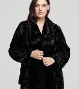 Add a layer of decadence to your winter wardrobe in this Karen Kane faux fur jacket--a quick glamour fix day or night.