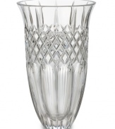 Narrow flutes and a diamond grid converge in pristine Waterford crystal, gracing the Shelton vase with old-world resplendency. A beautiful host for fresh flowers in your own home – or a memorable gift for someone you love. Shown center.