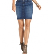 Beat the heat in this DKNY Jeans pencil skirt, destined to be a versatile fave in your wardrobe. Pair it with lace-up boots for a touch of downtown cool.