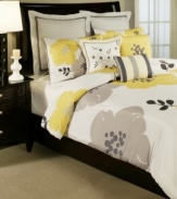 Fresh-picked perspective. Update your room with a shower of flowers... and style! The Floating Flowers comforter set creates a look of carefree comfort with oversized gray and yellow blossoms in a thoroughly modern palette. Coordinating shams and decorative pillows bring the look together with polish.