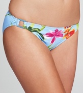 Hit print with this bold, floral swimsuit from Tommy Bahama. A hipster cut and side detailing ensure this piece is as flattering as it is stylish.
