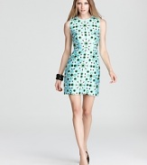 A brilliant mod print emblazons a sleek kate spade new york sheath for an eye-catching silhouette that will energize your 9-to-5 style. Team with white pumps and over-sized pearls to reign in the retro look.