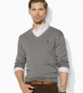 This classic-fitting, lightweight sweater in luxurious Pima cotton is the perfect preppy layering piece.
