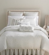 Warm metallic florals weave in thin lines across a crisp white ground, creating an effortless, glimmering accent for your Martha Stewart Collection bedding. Embroidered.