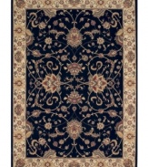 Evoking the strong look of ancient Sarouk rug designs, the Premier area rug from Dalyn is woven with intricate floral medallions in rich black. Made in Egypt of durable polypropylene and shimmering polyester fibers, it provides any room with captivating texture and added dimension.