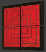 Four panels of textured red squares give your home a modern, artistic edge. Display individually or as one large piece for maximum drama.