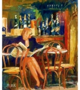 Turn your kitchen into a charming cafe with this fine art print by Jerry Blank. An elegantly dressed woman puts urgent matters on hold to savor a cup of coffee and the morning paper. The brilliant palette and large scale revive contemporary decor.