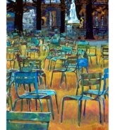 Have a seat. A sea of blue chairs invites you to relax and enjoy your surroundings. The size and vibrant hues lend this wall art to a variety of spaces, offering an easy way to redefine the living room, bedroom or den. Gallery-wrapped canvas creates a finished look without a frame. By Jerry Blank.