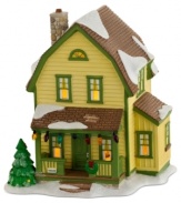 Keep a close watch on this yellow house, the home of big bully and Ralphie's nemesis, Scott Farkus. An infamous destination in A Christmas Story Village by Department 56.