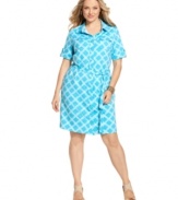 Snag a season-perfect look with Charter Club's short sleeve plus size shirtdress-- it's great from day to play!