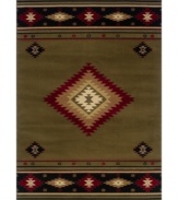 Broaden your palette with Southwest flavor. This St. Lawrence rug depicts a versatile diamond pattern in autumn greens and reds for a look that's as elegant as it is casual. Crafted of durable polypropylene for years of long-lasting beauty.