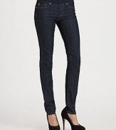 Super-skinny fit stretch denim in an easy pull-on style has the look of a jean and the fit of a legging.THE FITFitted from waist to hem Rise, about 7 Inseam, about 32THE DETAILSElastic waist Three-pocket style Signature stitching on back pockets Cotton/polyurethane/elastene Machine wash Imported