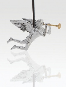 A silvery Gabriel blows his golden trumpet to herald the season in this richly detailed sculptural design.HandmadeGoldplated and nickelplatedAbout 4.5H X 3.5W.Imported A silvery Gabriel blows his golden trumpet to herald the season in this richly detailed sculptural design.HandmadeGoldplated and nickelplatedAbout 4.5H X 3.5W.Imported
