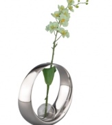 Celebrate nature with Nambe. Sculpted in a fluid metal ring, the Globe bud vase transforms a stem of silk orchids – or your favorite fresh flowers – into modern art. A beautiful bridal shower or birthday gift!