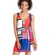 Gear-up for a season of fun in this day dress from Eyeshadow! The fiesta-bright print makes this number a cheery pick for outdoor festivals!