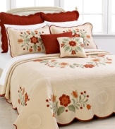 Romantic red. Traditional styling gets an update in this June sham from Nostalgia Home, featuring a lush quilted landscape for a rich appeal.