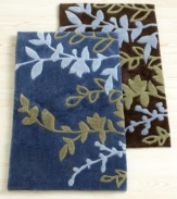 Meandering vines strike modern silhouettes in Martha Stewart Collection's Moorland accent rug, featuring easy-care machine washability.