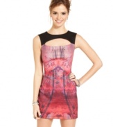 Make a splash in this curve-hugging Material Girl dress featuring sultry cutouts and a fierce print! Accentuate your legs by pairing it with killer high heels.