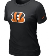 Team player. Show support for your favorite football team in this Cincinatti Bengals NFL t-shirt from Nike.