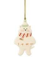 Deck the tree with your favorite feline this Christmas. This precious porcelain kitty is painted with a candy cane striped scarf and finished with gold detailing. Qualifies for Rebate